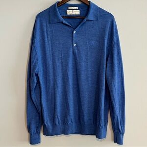 Fairway & Greene Men’s Blue Italian Merino Wool Polo Sweater XL Golf